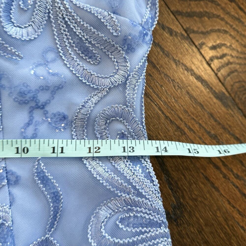 Adrianna Papell Women Light Blue Embroidered Sequin Knee Dress Size 0 1898 - Picture 10 of 10